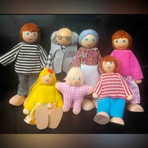 Fun & Classic Hand Made Wooden Miniature Doll Set